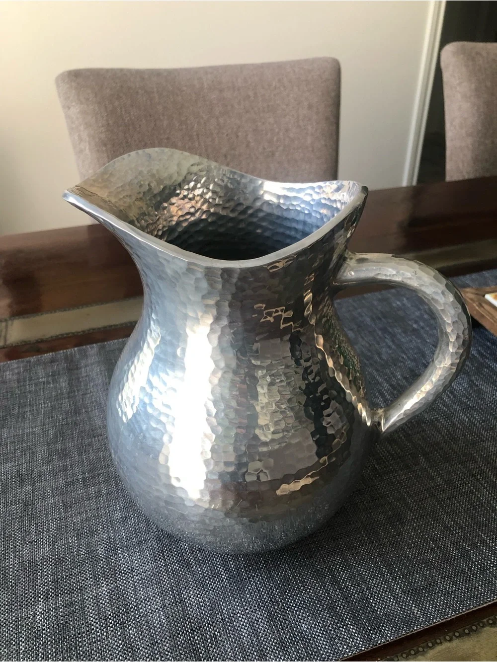 Hammered Metal Pitcher - Silvertoned